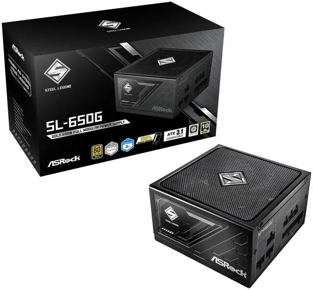 Alt view image 9 of 9 - ASRock Steel Legend SL-650G 650W 80 PLUS GOLD & Cybenetics PLATINUM Full Modular Power Supply, ATX3.1 Ready, 10 Years Warranty