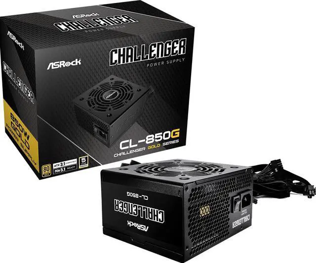 Main image of ASRock Challenger CL-850G 850W 80 PLUS GOLD Certified Non-Modular Power Supply, ATX3.1 & PCIe5.1 Ready with Dual Color 12V-2x6 Cable, 5 Years Warranty