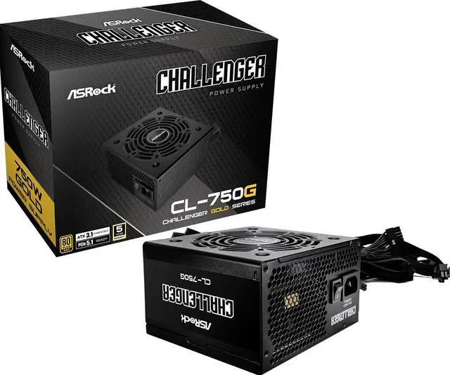 Main image of ASRock Challenger CL-750G 750W 80 PLUS GOLD Certified Non-Modular Power Supply, ATX3.1 & PCIe5.1 Ready with Dual Color 12V-2x6 Cable, 5 Years Warranty