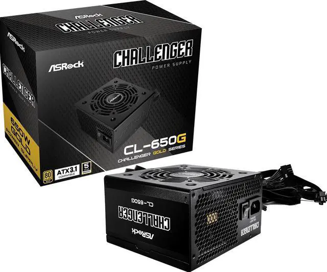 Main image of ASRock Challenger CL-650G 650W 80 PLUS GOLD Certified Non-Modular Power Supply, ATX3.1 Ready, 5 Years Warranty