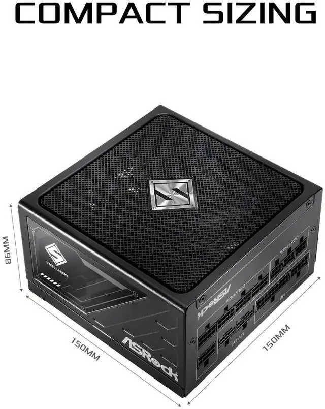 Alt view image 2 of 9 - ASRock Steel Legend SL-1200G 80 PLUS GOLD & Cybenetics PLATINUM Full Modular Power Supply, ATX3.1 & PCIe5.1 Ready with Dual Color 12V-2x6 Cable, 10 Years Warranty