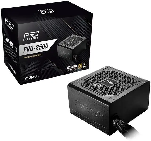 Alt view image 2 of 7 - ASRock PRO Series PRO-850G 850 W ATX 3.1 Compatible 80 PLUS GOLD Certified Power Supply