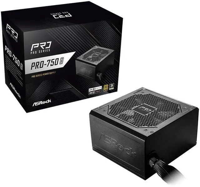 Alt view image 2 of 7 - ASRock PRO Series PRO-750G 750 W ATX 3.1 Compatible 80 PLUS GOLD Certified Power Supply