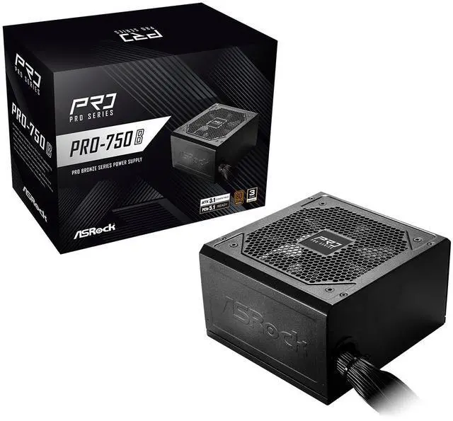 Alt view image 2 of 7 - ASRock PRO Series PRO-750B 750 W ATX 3.1 Compatible 80 PLUS BRONZE Certified Power Supply