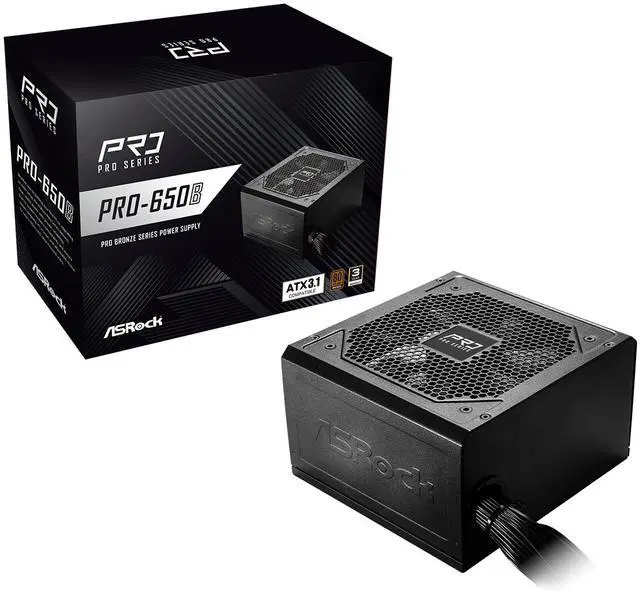 Alt view image 2 of 7 - ASRock PRO Series PRO-650B 650 W ATX 3.1 Compatible 80 PLUS BRONZE Certified Power Supply