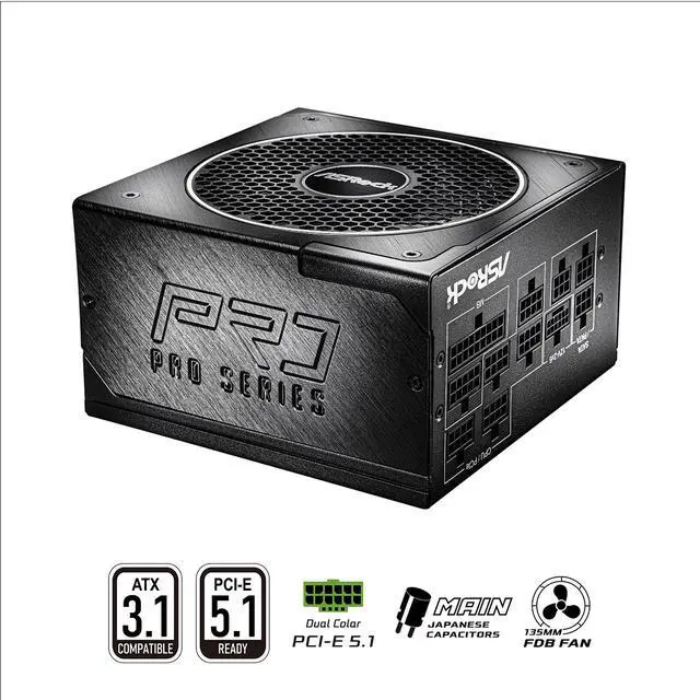 Alt view image 2 of 9 - ASRock PRO PRO-M850G 850 W ATX 3.1 80 PLUS GOLD Certified Power Supplies