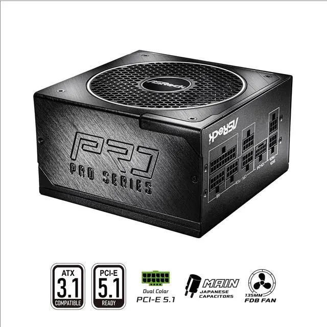 Alt view image 2 of 9 - ASRock PRO PRO-M750G 750 W ATX 3.1 80 PLUS GOLD Certified Power Supplies