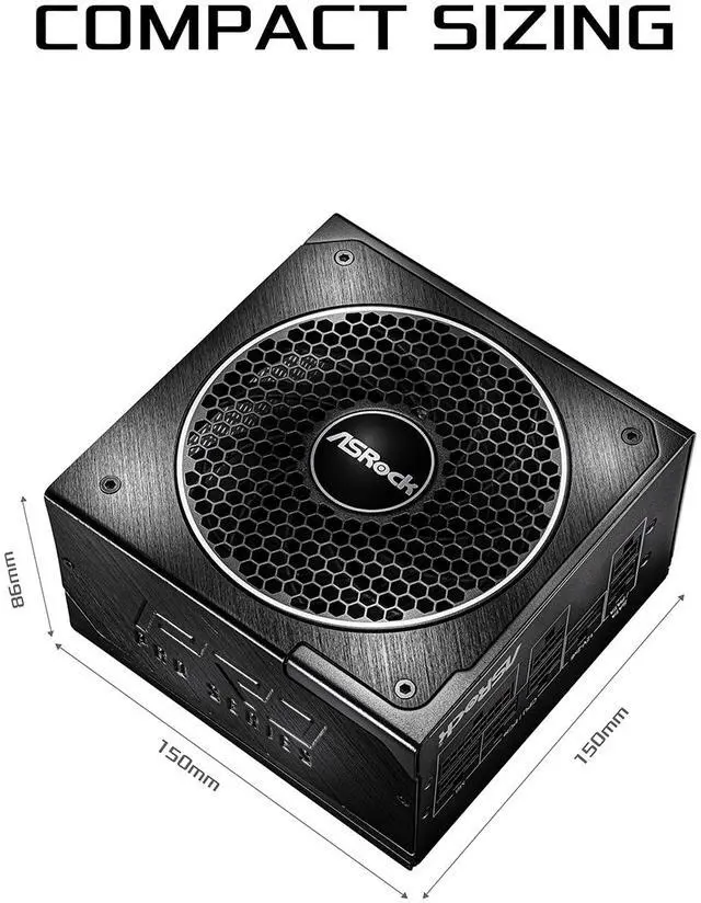 Alt view image 3 of 9 - ASRock PRO PRO-M750G 750 W ATX 3.1 80 PLUS GOLD Certified Power Supplies