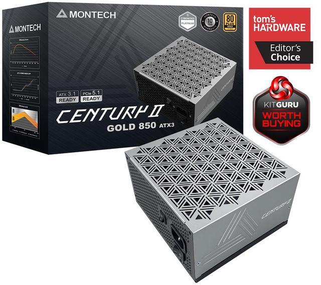 Main image of MONTECH CENTURY II - 850W High-End ATX Gaming Power Supply - 80 Plus Gold & Cybenetics Platinum - Fully Modular -  ATX 3.1 & PCIe 5.1 Ready with 12V-2x6 Cable - 10 Years Warranty