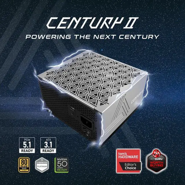 Alt view image 2 of 7 - MONTECH CENTURY II - 850W High-End ATX Gaming Power Supply - 80 Plus Gold & Cybenetics Platinum - Fully Modular -  ATX 3.1 & PCIe 5.1 Ready with 12V-2x6 Cable - 10 Years Warranty
