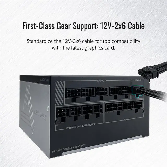 Alt view image 4 of 7 - MONTECH CENTURY II - 1200W High-End ATX Gaming Power Supply - 80 Plus Gold & Cybenetics Platinum - Fully Modular -  ATX 3.1 & PCIe 5.1 Ready with 12V-2x6 Cable - 10 Years Warranty