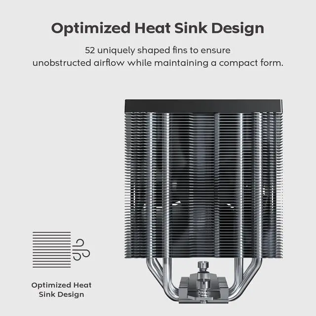 Alt view image 2 of 8 - MONTECH NX400 ARGB - CPU Air Cooler, Single Tower, 4 Advanced Heat Pipes, 52-fin Heat Sink, E28, 120mm FDB Static Pressure Fan, 28mm Fan Thickness, Polished Top Cover, ARGB Lightning - Black