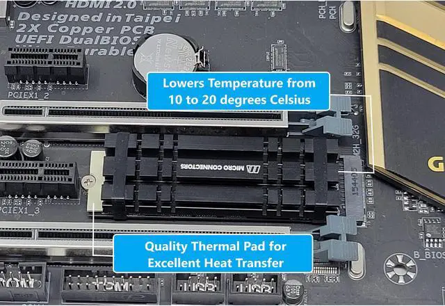 Alt view image 4 of 6 - Micro Connectors M.2 NVMe SSD 10mm Standard Size Heat Sink (NGFFM2-HS803-BK)