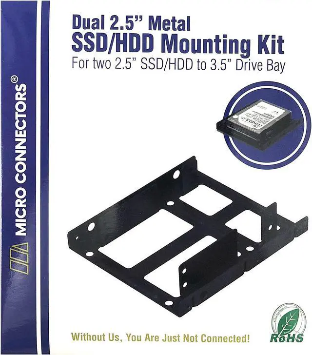 Alt view image 3 of 3 - Micro Connectors L02-35252 Dual 2.5" Metal SSD/HDD Mounting Kit for two 2.5" SSD/HDD to 3.5" drive bay