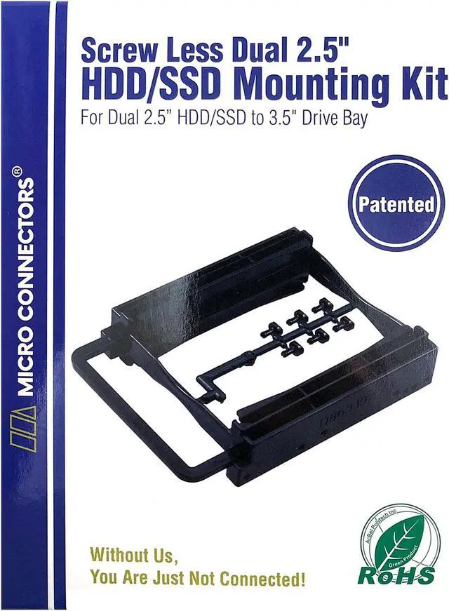 Alt view image 2 of 2 - Micro Connectors L02-252A Dual 2.5" Screwless SSD/HDD Mounting Kit for two 2.5" SSD/HDD to 3.5" drive bay