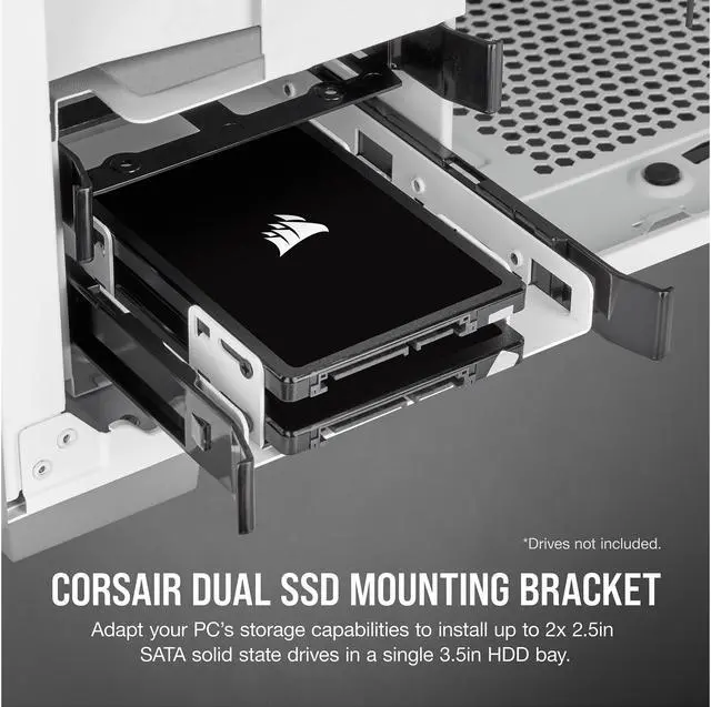 Alt view image 6 of 9 - Corsair Dual SSD Mounting Bracket CSSD-BRKT2W - White