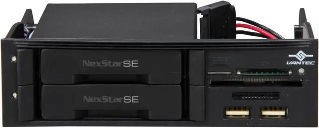 Alt view image 2 of 5 - Vantec NexStar SE MRK-525CRU2 Dual 2.5" SATA 6Gb/s SSD/HDD Mobile Rack with All-In-One Memory Card Reader & USB 2.0 Ports, SATA III ready (Supports 7, 9.5, 12.5, 15mm height SSD/HDD)