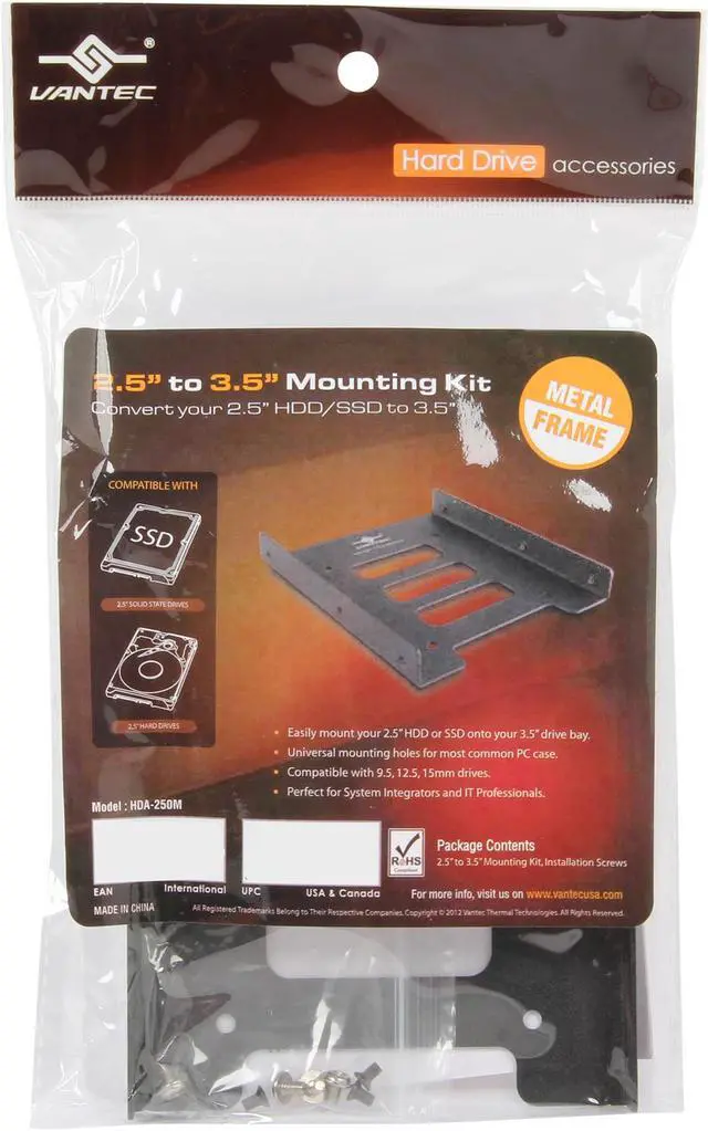 Alt view image 6 of 6 - VANTEC HDA-250M 2.5" to 3.5" Mounting Kit