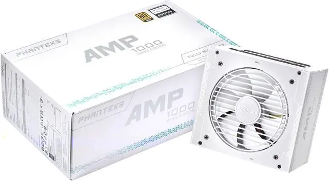 Alt view image 9 of 9 - Phanteks AMP 1000W V2 80PLUS Gold White Edition, ATX Power Supply, 12VHPWR Included, Fully Modular, Hybrid Mode, Silent fan, Revolt PRO LINK Certified