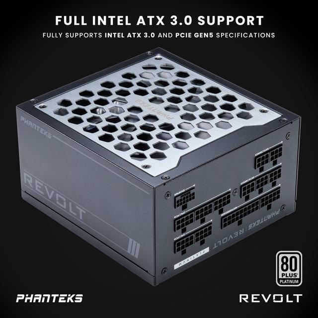 Alt view image 5 of 6 - Phanteks Revolt 1000W 80PLUS Platinum, ATX 3.0, PCIe 5.0, Fully Modular, Cable-less, Power Supply Unit Only (cables sold separately), Black