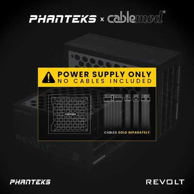 Alt view image 2 of 6 - Phanteks Revolt 1200W 80PLUS Platinum, ATX 3.0, PCIe 5.0, Fully Modular, Cable-less, Power Supply Unit Only (cables sold separately), Black