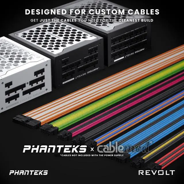 Alt view image 3 of 6 - Phanteks Revolt 1200W 80PLUS Platinum, ATX 3.0, PCIe 5.0, Fully Modular, Cable-less, Power Supply Unit Only (cables sold separately), Black