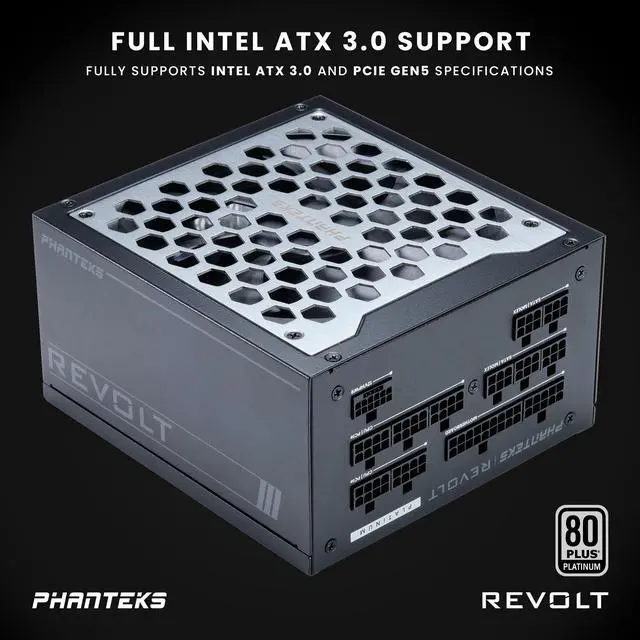 Alt view image 5 of 6 - Phanteks Revolt 1200W 80PLUS Platinum, ATX 3.0, PCIe 5.0, Fully Modular, Cable-less, Power Supply Unit Only (cables sold separately), Black