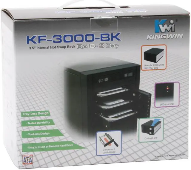 Alt view image 3 of 3 - KINGWIN KF-3000-BK 3.5" Internal hot swap rack raid-3 bay