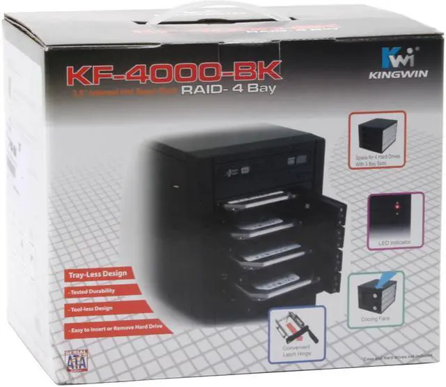 Alt view image 3 of 3 - KINGWIN KF-4000-BK 3.5" Internal hot swap rack raid-4 bay