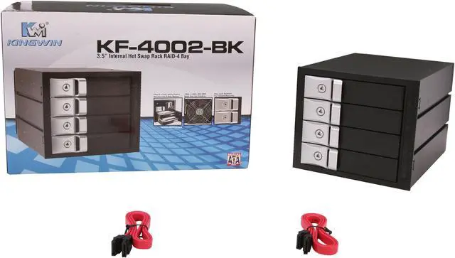 Alt view image 6 of 6 - KINGWIN KF-4002-BK Multi-Bay Internal Rack, 4 Drives For 3 Bay Space For SATA
