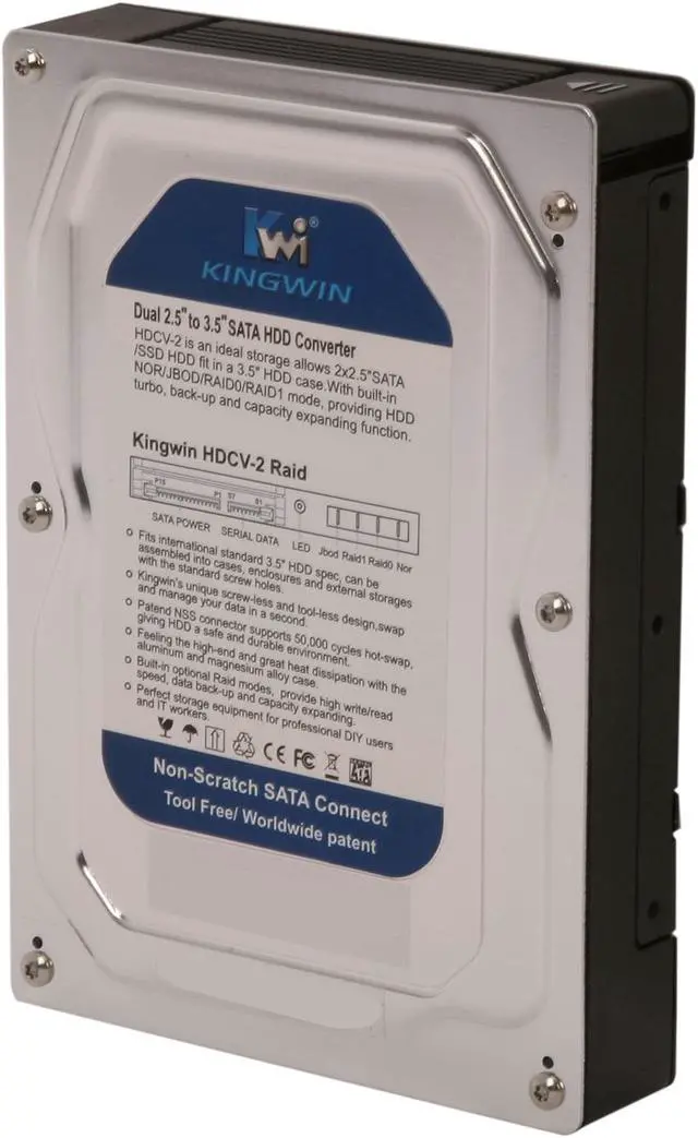 Main image of KINGWIN HDCV-2 Dual 2.5" to 3.5" SATA HDD Converter w/ Raid
