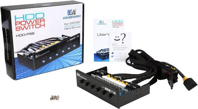 Alt view image 6 of 6 - KINGWIN HDD-PS6 Hard Drive Power Switch to Control up to 6 HDD