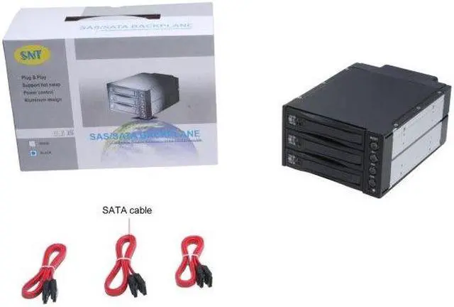Alt view image 9 of 9 - SNT SNT-SAC2131B 3x3.5" Hard drive in 2x5.25" Bay Hot Swap SAS/SATA Backplane RAID cage