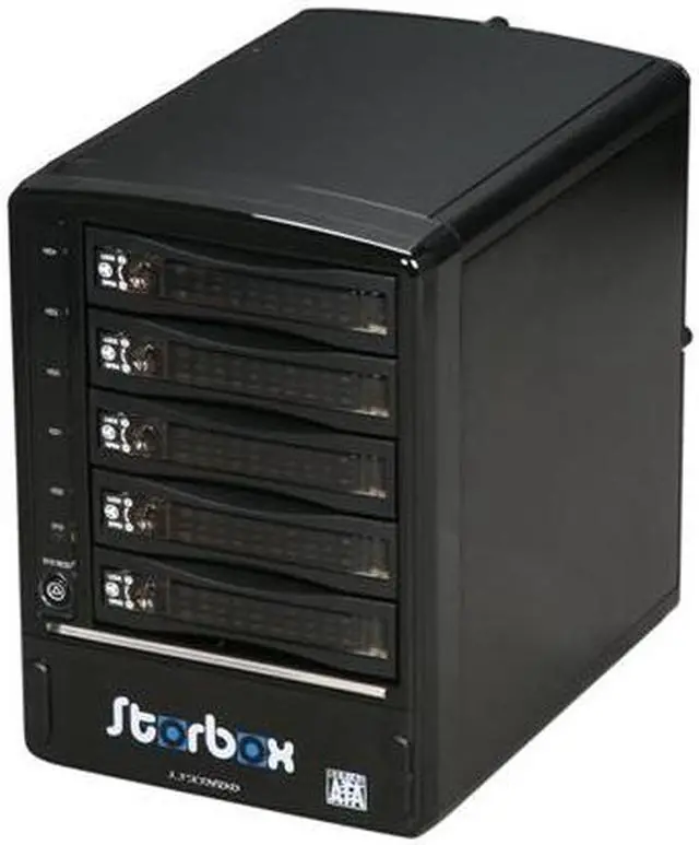 Main image of SNT SNT-ESATA350SESR Aluminum 3.5" x 5 Bay Black SATA I/II eSATA 5 Bay SATA to eSATA External RAID Enclosure Backplane Port Multiplier w/ 2 x 80mm fan