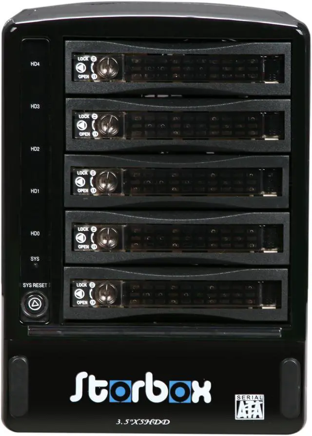 Alt view image 2 of 5 - SNT SNT-ESATA350SESR Aluminum 3.5" x 5 Bay Black SATA I/II eSATA 5 Bay SATA to eSATA External RAID Enclosure Backplane Port Multiplier w/ 2 x 80mm fan