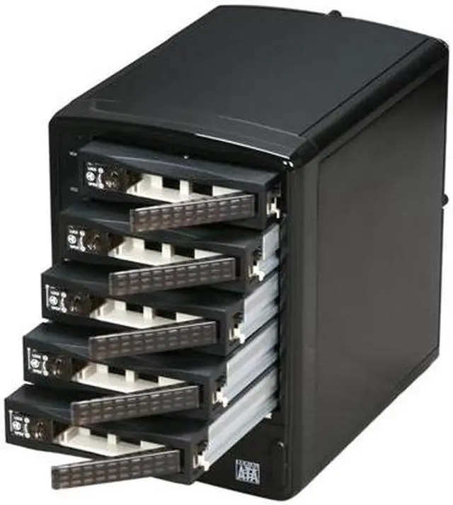 Alt view image 3 of 5 - SNT SNT-ESATA350SESR Aluminum 3.5" x 5 Bay Black SATA I/II eSATA 5 Bay SATA to eSATA External RAID Enclosure Backplane Port Multiplier w/ 2 x 80mm fan