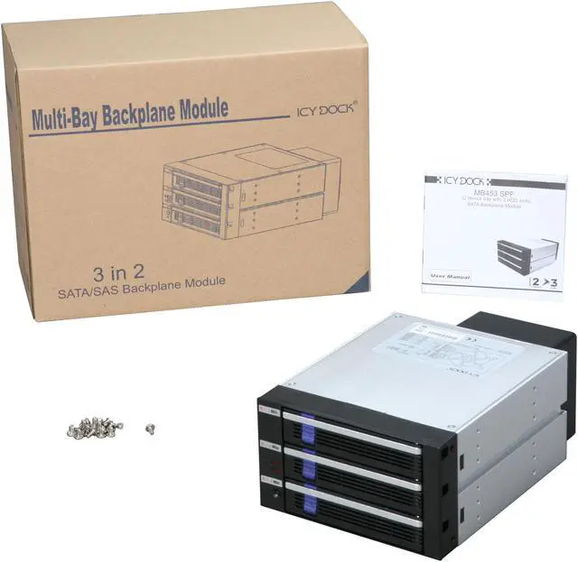 Alt view image 5 of 5 - ICY DOCK MB453SPF-B 3 in 2 SATA I, II & III Hot-Swap Internal Backplane Raid Cage Module