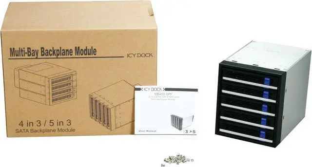 Alt view image 7 of 6 - ICY DOCK MB455SPF-B 5 in 3 SATA I, II & III Hot-Swap Internal Backplane Raid Cage Module