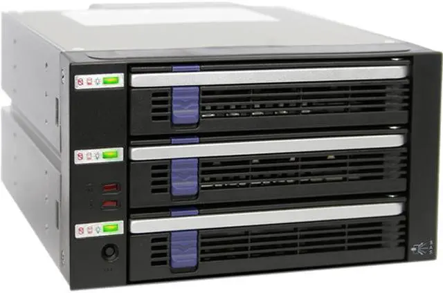 Main image of ICY DOCK MB453IPF-B 3 Bay EZ-Tray 2.5/3.5" SAS/SATA HDD/SSD Advance Monitoring Backplane Cage in 2x 5.25" Bay