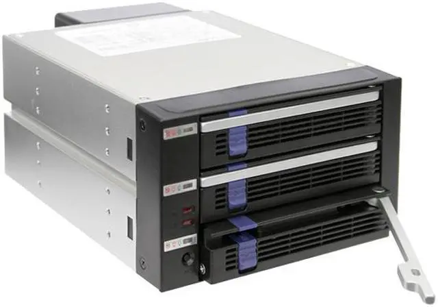 Alt view image 2 of 11 - ICY DOCK MB453IPF-B 3 Bay EZ-Tray 2.5/3.5" SAS/SATA HDD/SSD Advance Monitoring Backplane Cage in 2x 5.25" Bay