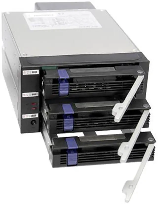 Alt view image 3 of 11 - ICY DOCK MB453IPF-B 3 Bay EZ-Tray 2.5/3.5" SAS/SATA HDD/SSD Advance Monitoring Backplane Cage in 2x 5.25" Bay