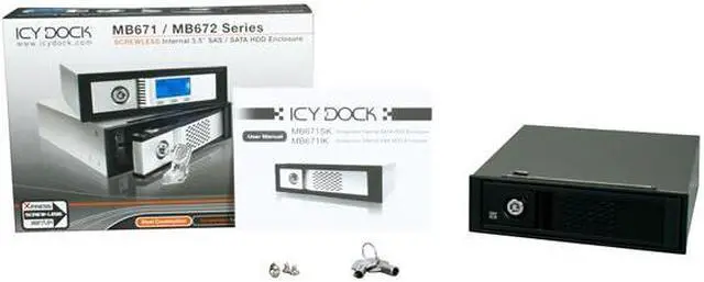 Alt view image 6 of 6 - ICY DOCK MB671SK-BB Tray-less 3.5" SATA I, II & III Internal Hard Drive Mobile Rack - Matt Black