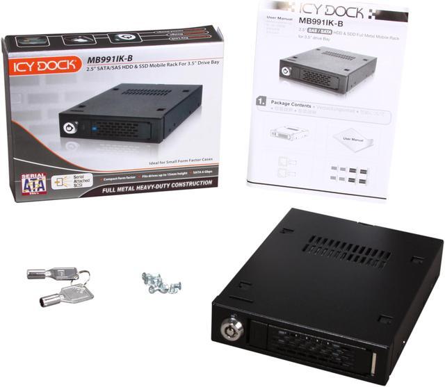 Alt view image 6 of 5 - Icy Dock MB991IK-B | 2.5 Inch SATA/SAS HDD/SSD Full Metal Mobile Rack in 1 x 3.5 Inch Device Bay | ToughArmor