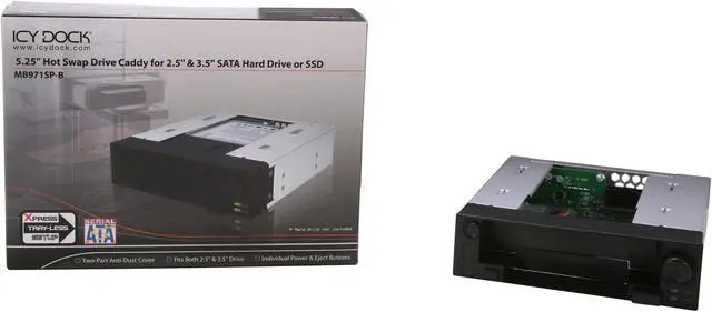 Alt view image 5 of 6 - Icy Dock MB971SP-B | 5.25 Inch Hot Swap Drive Caddy / Docking for 2.5 Inch & 3.5 Inch SATA Hard Drive/SSD | DuoSwap