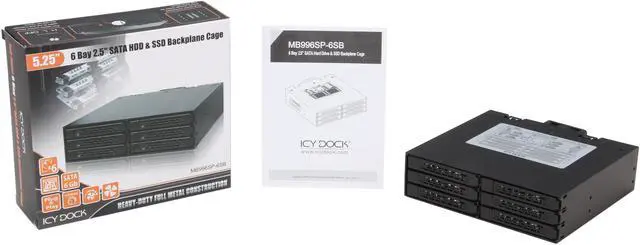 Alt view image 7 of 6 - ICY DOCK Full Metal 6 x 2.5" SATA HDD & SSD HotSwap Backplane Cage Mobile Rack for 5.25" Drive Bay - ToughArmor MB996SP-6SB