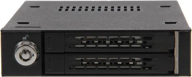 Alt view image 2 of 6 - ICY DOCK Full Metal 2 Bay 2.5 SATA/SAS HDD & SSD Hot Swap Mobile Rack Enclosure for 3.5 Drive Bay - ToughArmor MB992SK-B