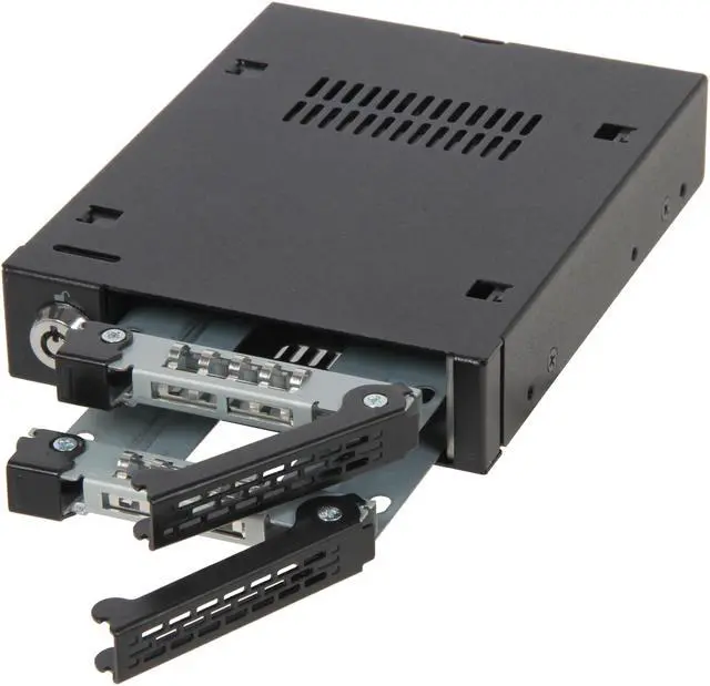 Alt view image 5 of 6 - ICY DOCK Full Metal 2 Bay 2.5 SATA/SAS HDD & SSD Hot Swap Mobile Rack Enclosure for 3.5 Drive Bay - ToughArmor MB992SK-B