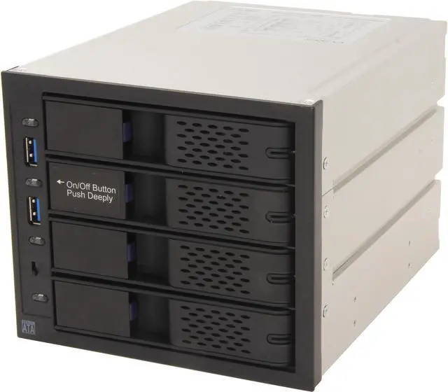 Main image of ICY DOCK FlexCage MB974SP-2B Tray-less 4 x 3.5" HDD in 3 x 5.25" Bay SATA Cage - Front USB 3.0 Hub