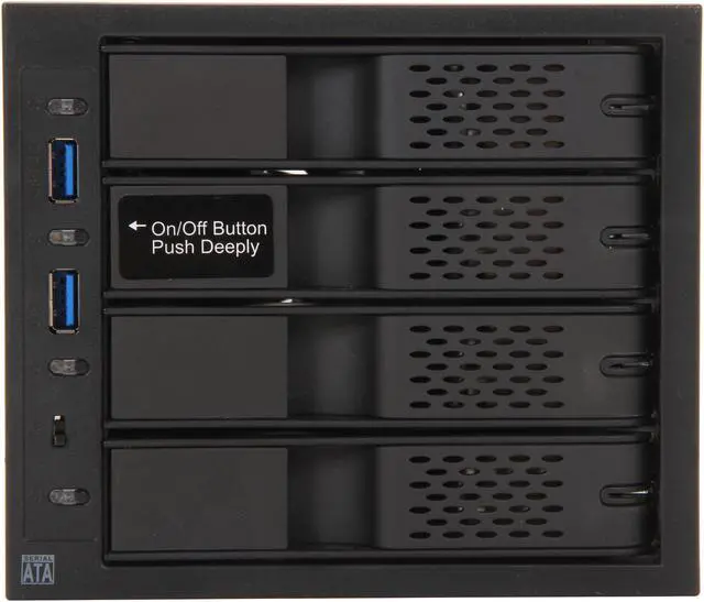 Alt view image 2 of 6 - ICY DOCK FlexCage MB974SP-2B Tray-less 4 x 3.5" HDD in 3 x 5.25" Bay SATA Cage - Front USB 3.0 Hub