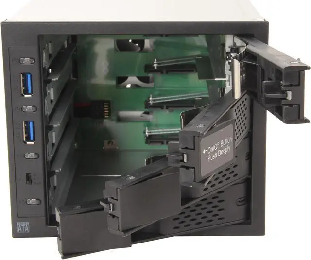 Alt view image 5 of 6 - ICY DOCK FlexCage MB974SP-2B Tray-less 4 x 3.5" HDD in 3 x 5.25" Bay SATA Cage - Front USB 3.0 Hub